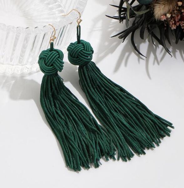

vintage ethnic long tassel drop earrings for women lady fashion bohemian statement fringe dangle women earring 2019 jewelry, Silver