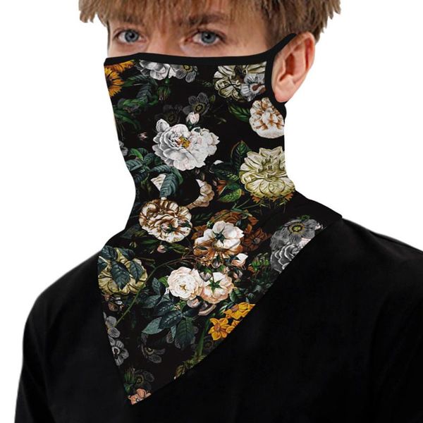 

хлопок лицо maskswashable и многоразовая мода цветочной печать маски для germ защиты для взрослых открытого дышащей ткани бандана, Black