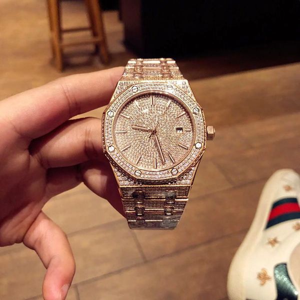 

tw дорогие мужчины алмазов часы роскошные мужские часы автоматический механический складной ремень все руки инкрустацией 41mm мужские часы д, Slivery;brown