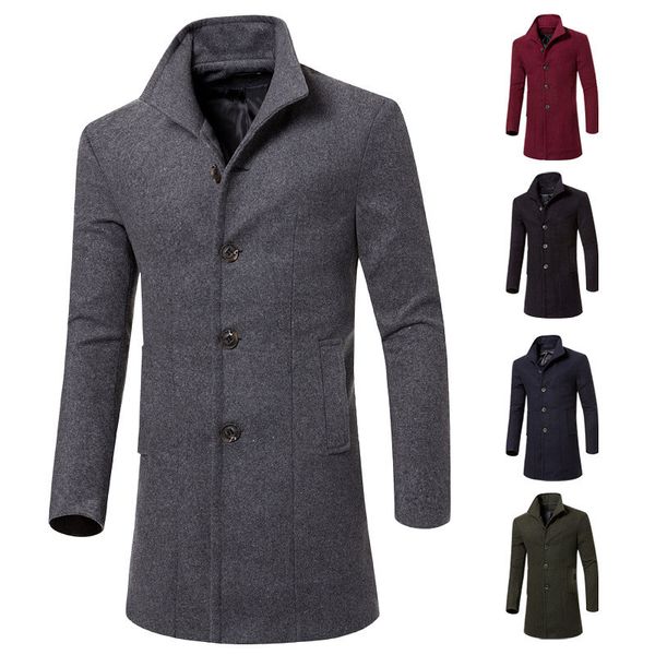 

mrmt 2019 brand men's jackets medium long overcoat for male woollen trench coat wear jacket outer wear clothing, Black