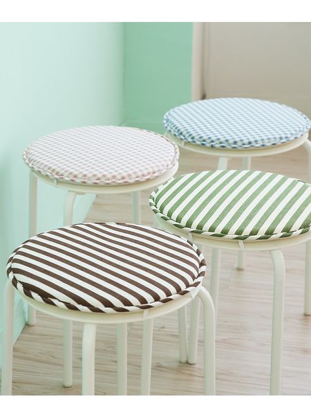

stripe antiskid cotton linen round chair seat cushion,latch hook thin sitting pad chair seat mat,home office decorative cushion