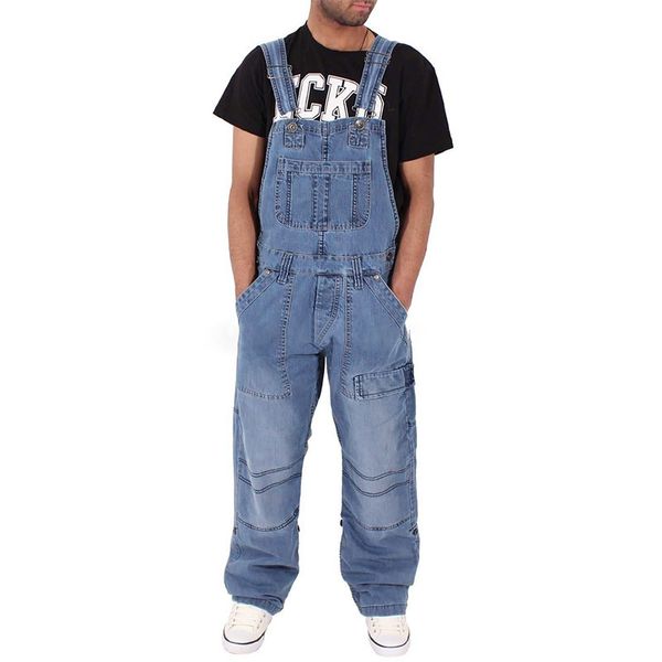 

men's jeans mens style overalls straight slim strap european and american 2 colors asian size s-xl, Blue