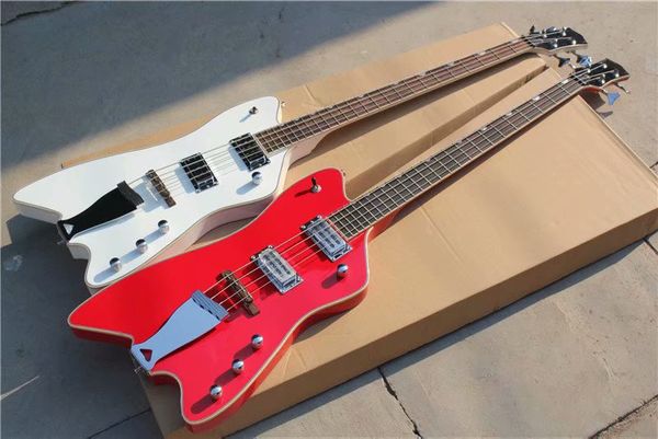 

4 strings white/red electric bass with iron tailpiece,rosewood fingerboard,white binding,offering customized services