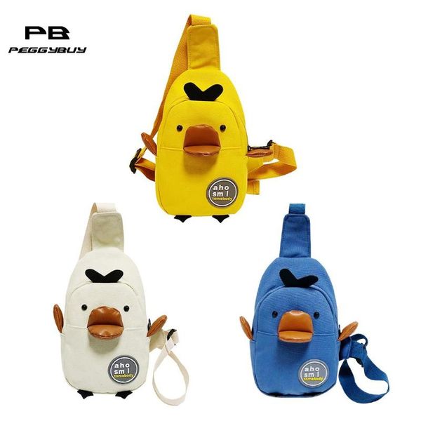 

girls cartoon chicken canvas chest bags women travel crossbody shoulder bag