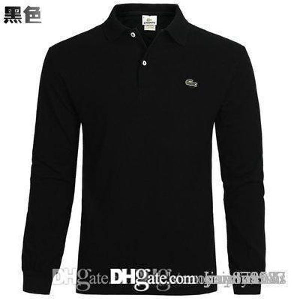 

mens designer t shirt fashion man long sleeved lapel shirts neck t-shirt summer breathable button pullover t-shirt men patchwork tees, White;black