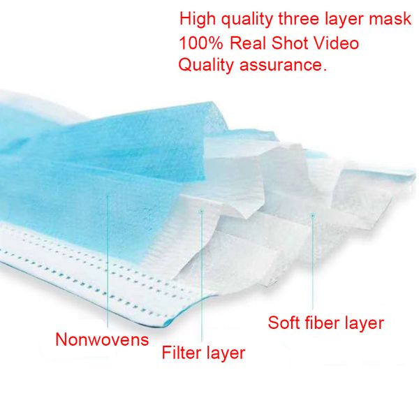 

200 pcs disposable mouth mask anti dust face mask 3 layer non woven disposable pensonal safe protection mask facemask with box