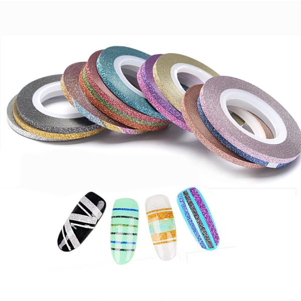 

6 roll or 14 roll nails stripping tape line strips decor decals wraps tools gold silver self-adhesive nail art stickers #274993, Black