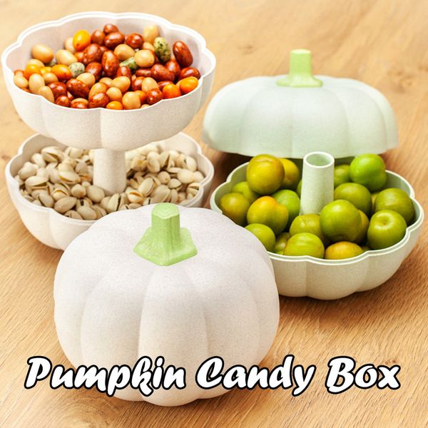 

plastic lazy fruit dish pumpkin candy box creative fashion fruit plate double storage trays organizer box kitchen storage