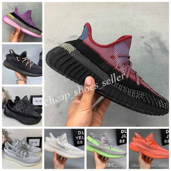 

2020 fashion mens womens kanye yecheil running shoes kanye west v2 3m reflective sports trainers sneakers des chaussures with box, White;red