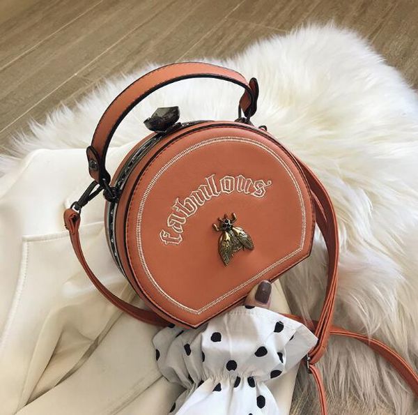 

new style women bag fashion embroidery bee shoulder bags small handbag small round crossbody