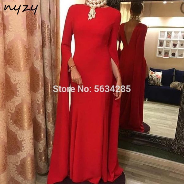 

elegant long sleeves jersey red evening dresses long 2020 nyzy e4 red carpet celebrity evening gown formal dress party, White;black