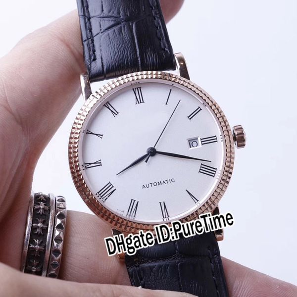 

новый super calatrava 5116r-001 розовое золото белый циферблат большой ромский номер eta a2824 автоматические мужские часы коричневый кожаны, Slivery;brown