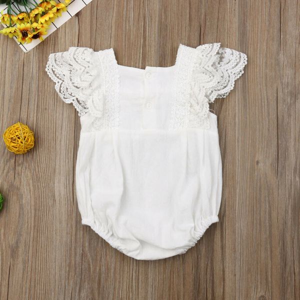 

princess infant baby girl lace jumpsuit ruffles short sleeve white floral bodysuit outfit summer clothes