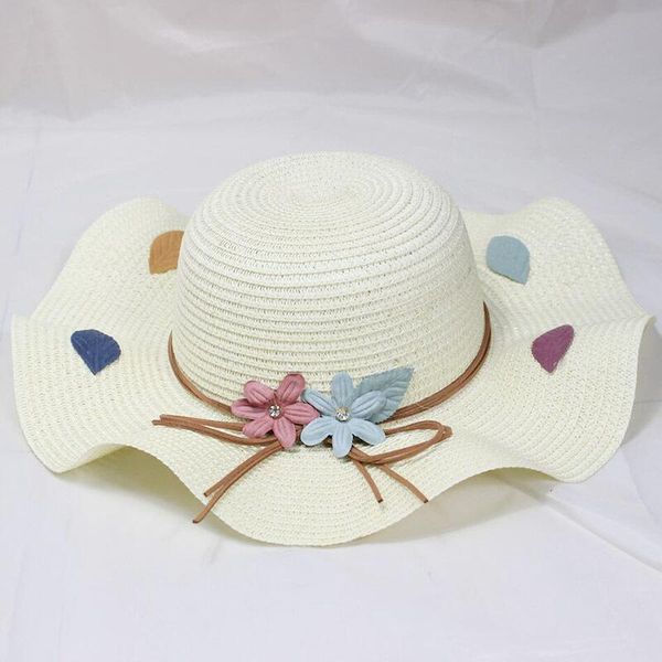 

suogry 2019 new fashion summer wave straw hat women beach hats bow flower wide brim caps lady headwear hat, Blue;gray