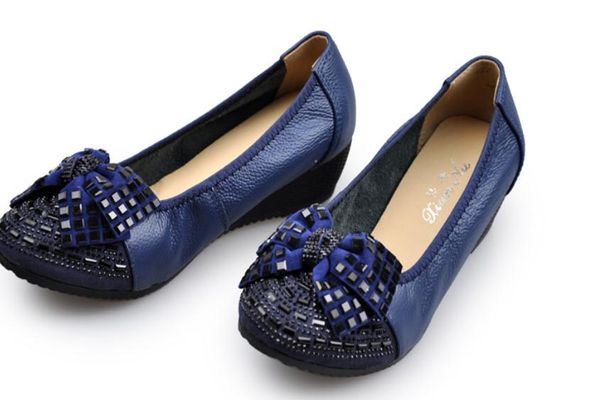 

women's shoes in spring and autumn slope heel round head bowknot@kl301, Black