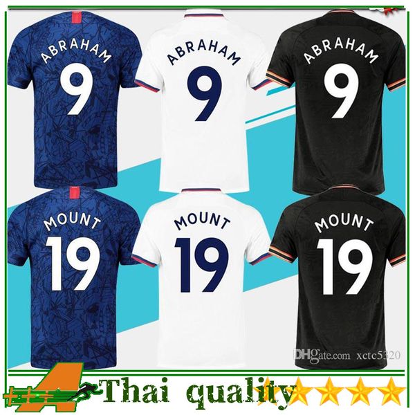 

2020 10 willian #22 pulisic home blue soccer jerseys 30 david luiz 19/20 away white #9 abraham #19 mount third black soccer shirts customize, Black;yellow
