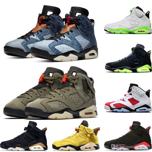 

washed denim 6 travis scotts 6s men basketball shoes black infrared psg dmp 3m reflective mens trainers sports sneakers size 40-47
