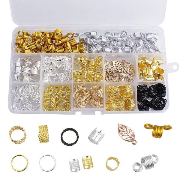 

200pcs aluminum hair coil dreadlocks braided rings metal hair cuffs braiding beads sswell, Black