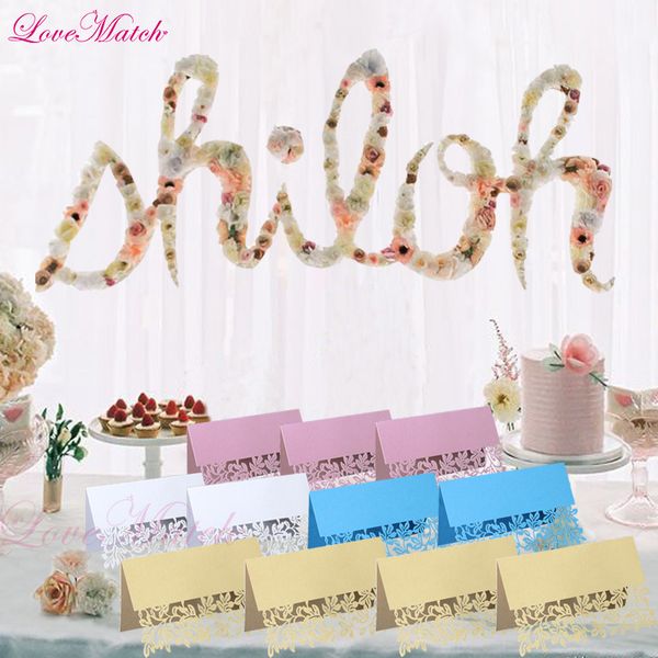 

40pcs laser cut flower table name place card wedding party table name card wedding event decoration favors supplies
