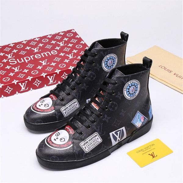 

20sw 2020 men shoes fashion warm fur winter men boots autumn leather footwear for man new high canvas casual shoes men, Black