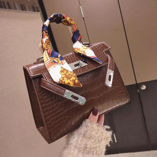 

fashion alligator pattern messenger handbag brand fake cross-body bag tote leather clutch shoulder bag small flap pu leather