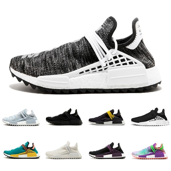 

nmd human race pharrell williams running shoes mens nerd black yellow core black colette women japan sports sneakers 36-45