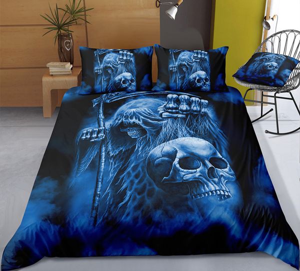 Thumbedding Spring Use Bedding Set Skull Printed Duvet Cover Soft