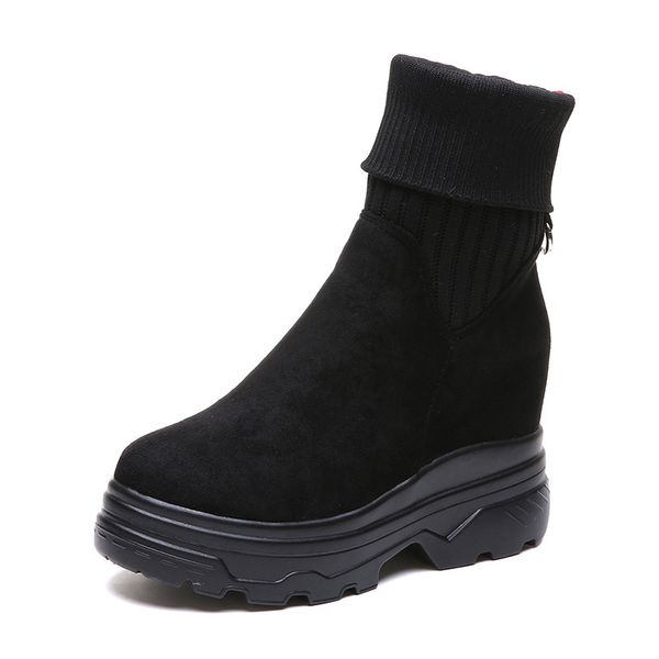 

socks boots stretch shoes women flats platform breathable hiking shoes mesh mesh lightweight leisure women boots, Black