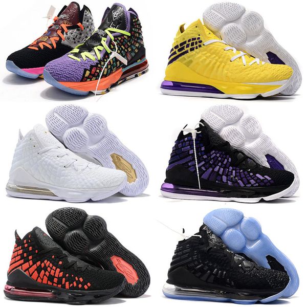 

what the lebrons 17 xvii mens women youths black purple yellow sports basketball shoes james 17s sneakers size 36-46, White;red