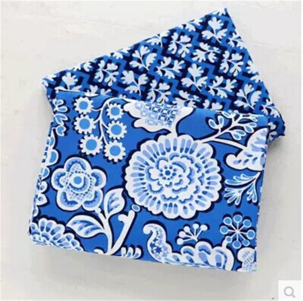 

2 pcs 50*150cm blue marine style 100% cotton fabric for sewing quilting patchwork tissue kids bedding textile tilda doll cloth, Black;white