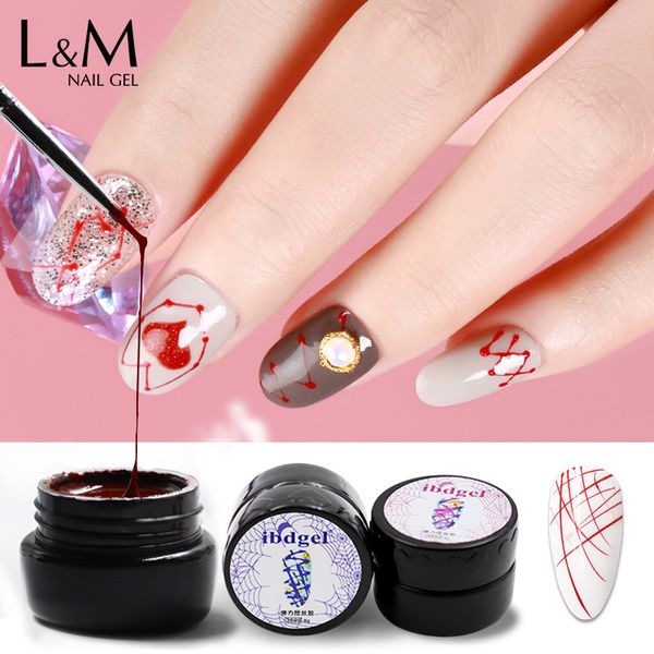 

ibdgel black jar 6pcs set uv led soak off spider gel series polish for nails color painting gel art nails, Red;pink