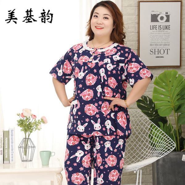 

2019 new women summer 100% cotton short sleeve shorts sleepwear set extra large size pajamas soft homewear 3xl-5xl, Black;red