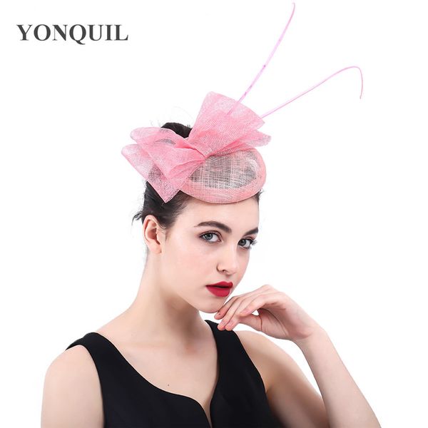 

new style 17color or pink kentucky sinamay fascinators with feather cocktail party event hats derby wedding headwear
