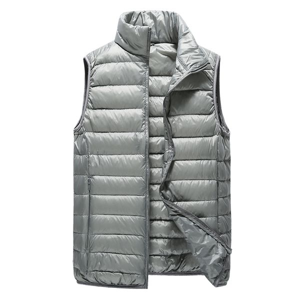 

winter men's fashion boutique thick warm white duck down feather stand collar leisure down-filled jacket vest / men down coats, Black