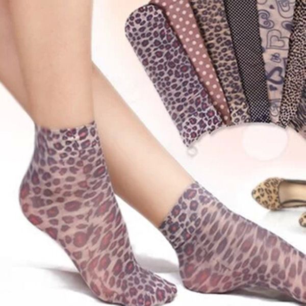 

20pcs=10 pairs/lot women's fashion socks lady's silk sox woman's soks female woman summer sock ladies leopard, Black;white