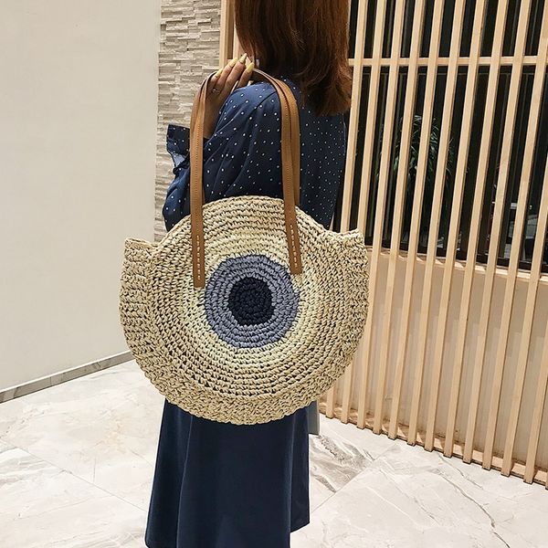 

солома сумка женская мода сумки на ремне, центр круглый rattan соломы ручной bohemian большой размер пляжная сумка