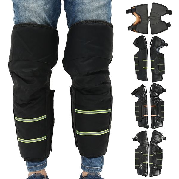 

2pcs motorcycle protect thick warm knee pads waterproof electrombile windshield winter cold windproof rider pu leather knee pads