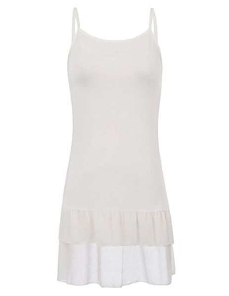 

kate kasin women's chiffon lace extender camisole dress full slip spaghetti top, Black;gray