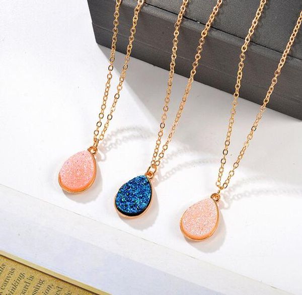 

collier femme шарм падение форма каменные ожерелья подвески для женщин кристалл бутон ожерелье ювелирные изделия kolye collares, Silver