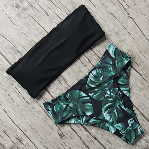

moshengqi floral bikini set 2019 swimsuit mujer high waist bathing suit black swimwear women push-up leaf brazilian biquini, White;black