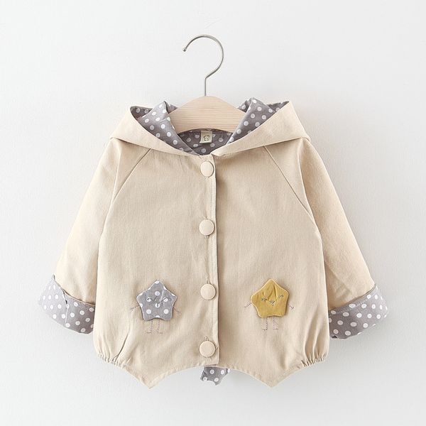 

spring autumn baby girl outwear casual dot jacket children loose girls baby hooded cotton hooded coat, Blue;gray