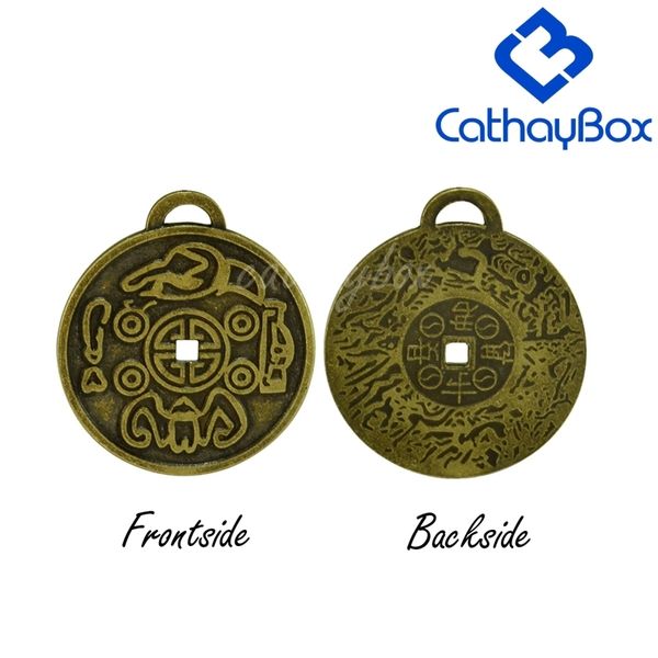 

money amulet anti.brass finish coin pendant for good luck wealth, Silver