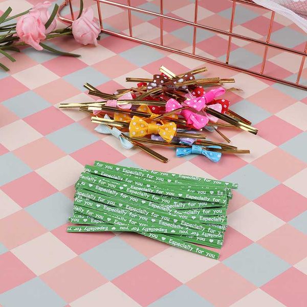 

100/700pcs wire twist ties bowknot metallic twist wire sealing cello bags crafts