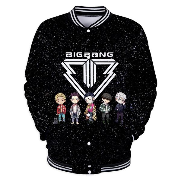 

bigbang k- fans hip hop 3d long sleeve casual baseball jacket clothes 2019 casual fashion warm college g-dragon, Black;brown