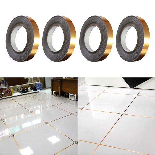 

4x self adhesive floor tile gaps line sticker wall decal golden foil 5mmx50m
