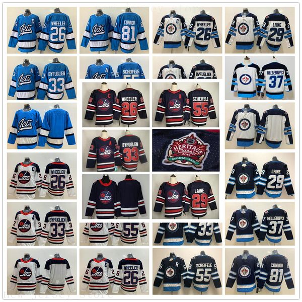 

2020 heritage classic winnipeg jets hockey jerseys 26 blake wheeler 29 patrik laine 55 mark scheifele dustin kyle connor hellebuyck jerseys, Black;red