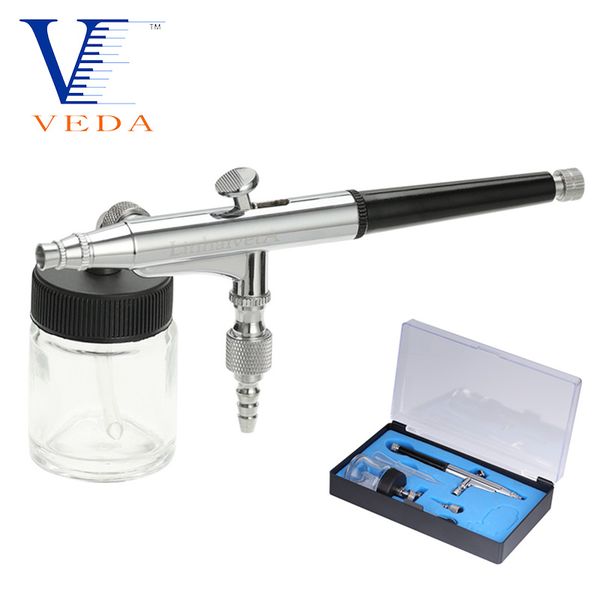 

double-action gravity feed airbrush with 22cc glass bottle tattoo makeup kit 0.3mm nozzle mini spray gun sets for art painting