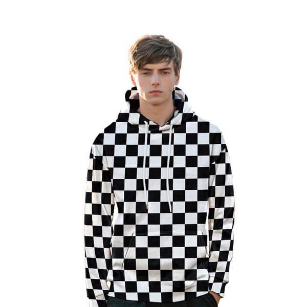 

мужчины конструктор толстовки мужчины дизайнерской плед печатной hoodie марка повседневного длинный рукав толстовка мужчина сыпучая одежда, Black