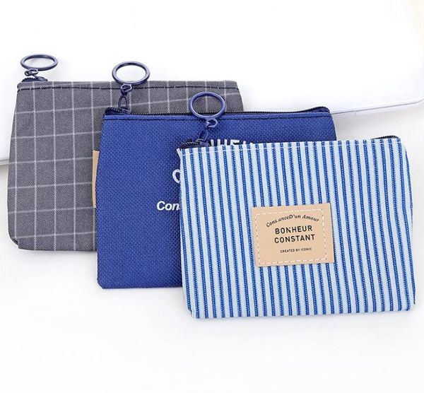 

300pcs women canvas stripes printing coin purses 4colors, Red;black