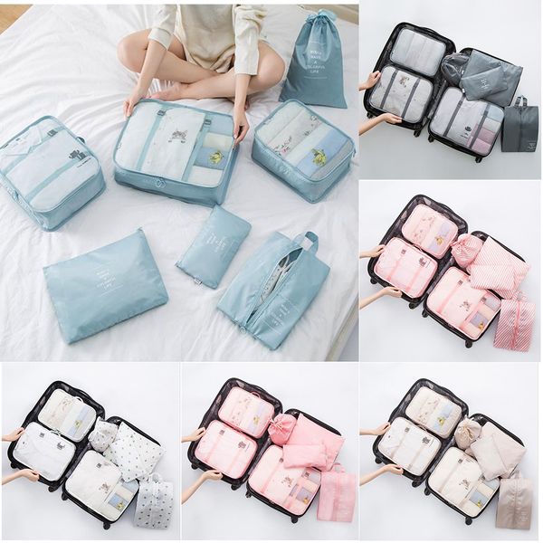 

7pcs/set waterproof quilt storage bag home clothes quilt pillow blanket travel shoes luggage organizer clothing wardrobe folding